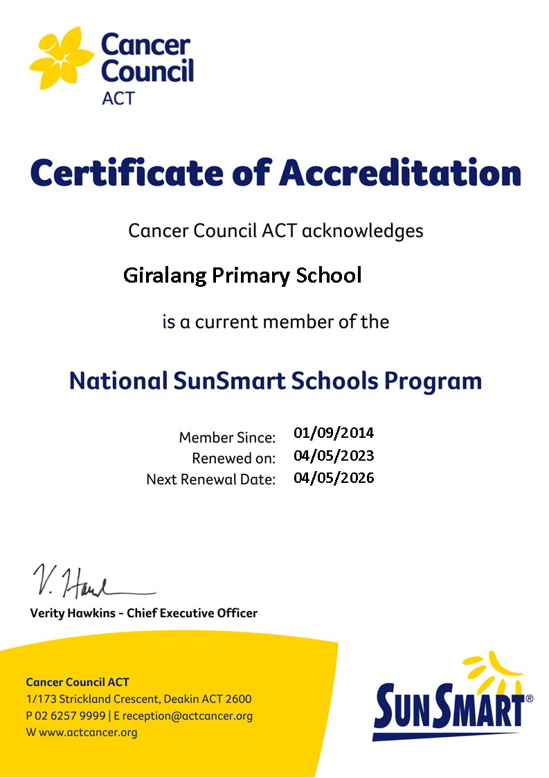 Giralang Primary School sunsmart